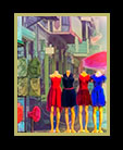 Belizean walking mall showing dressed up mannekins thumbnail